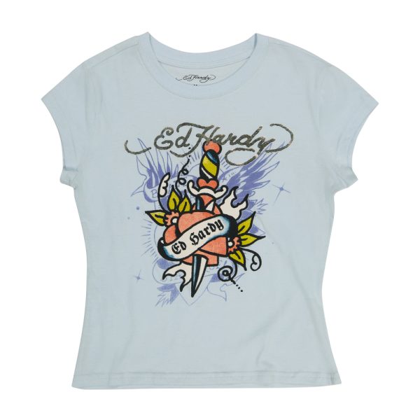 Dagger Heart Cap Sleeve Fitted Tee