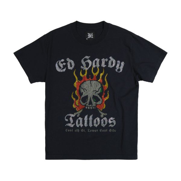 Limited Edition - Rhinestone Flame Skull Tee