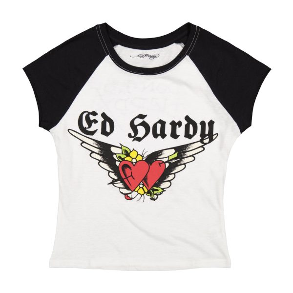 Heart Wings Raglan Cap Sleeve Tee